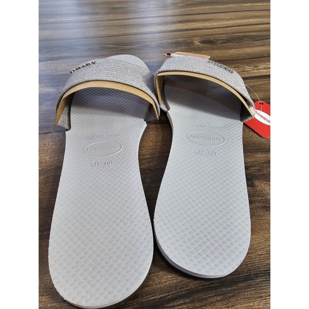 Havaianas You Malta Metallic‎ Slide Sandal Women's Metallic Ice Grey Size 9/10W - Picture 9 of 11